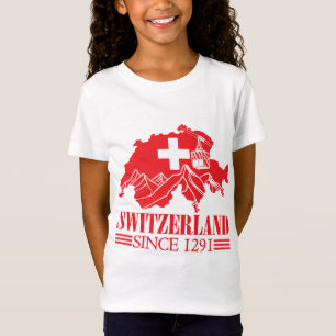 Schweiz Karte Flag Seit 1291 Berge T-Shirt