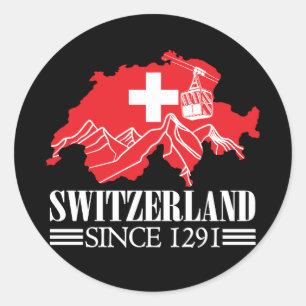Schweiz Karte Seit 1291 Berge Schweizer Flagge Runder Aufkleber