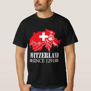 Schweiz Karte Seit 1291 Berge Schweizer Flagge T-Shirt