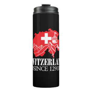 Schweiz Karte Seit 1291 Berge Schweizer Flagge Thermosbecher