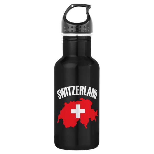 Schweiz-Kartenflagge Edelstahlflasche (Vorderseite)