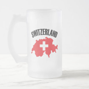 Schweiz-Kartenflagge Mattglas Bierglas