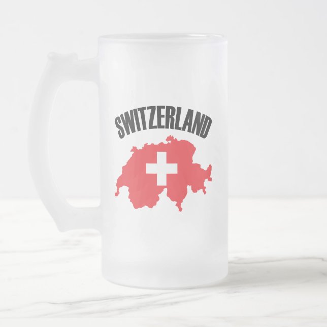 Schweiz-Kartenflagge Mattglas Bierglas (Links)