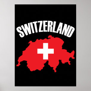 Schweiz-Kartenflagge Poster