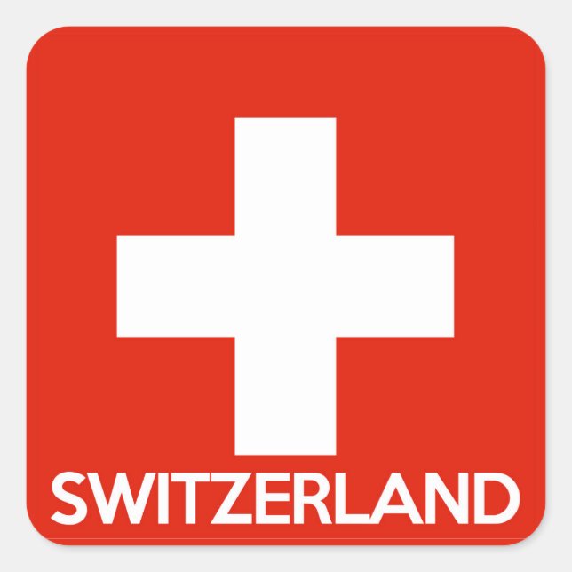 Schweiz Land Flaggen Symbol Name Text swiss Quadratischer Aufkleber (Vorderseite)