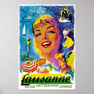 Schweiz Lausanne Travel Poster