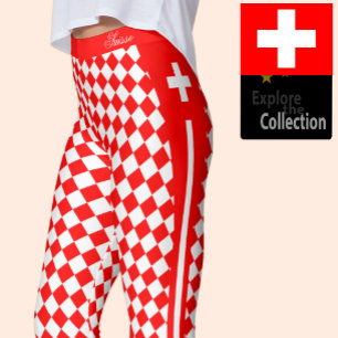 Schweiz Leggings, Premium Mode, Schweizer Flagge Leggings