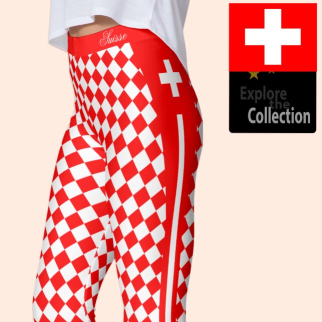 Schweiz Leggings, Premium Mode, Schweizer Flagge Leggings (Von Creator hochgeladen)