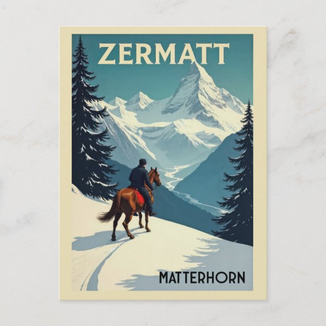 Schweiz Matterhorn Schweizer Alpen Vintage Reise Postkarte (Vorderseite)