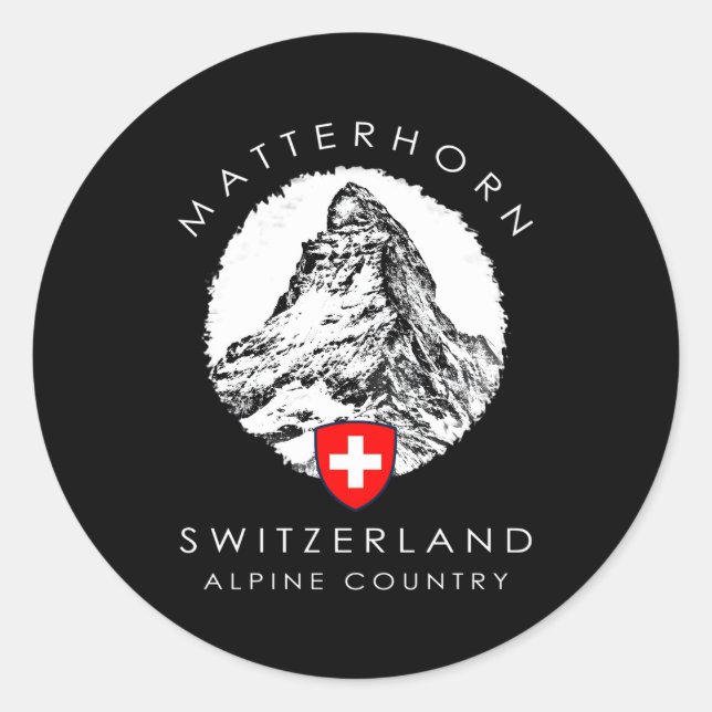 Schweiz Matterhorn Xo4U Original Runder Aufkleber (Vorderseite)