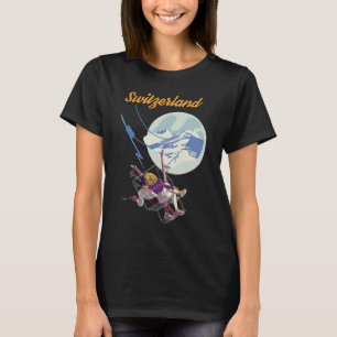 Schweiz Mondlicht-Ski Retro-Reise-T-Shirt T-Shirt