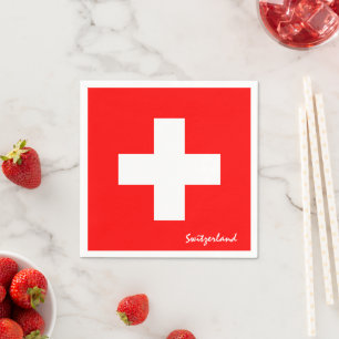 Schweiz Napkins, Schweizer Fahne Party / Sportfans Serviette