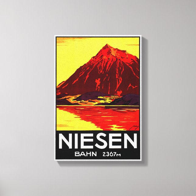 Schweiz Niesen Vintage Travel Poster restauriert Leinwanddruck (Vorderseite)