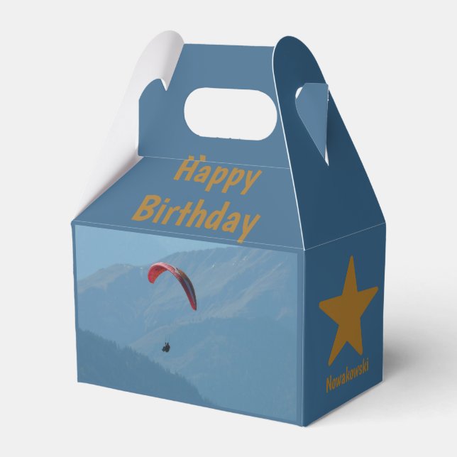Schweiz Paraglider Flying Blue Birthday Fun Geschenkschachtel (Vorderseite)