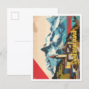 Schweiz Pop-Art-Reiseillustration Postkarte