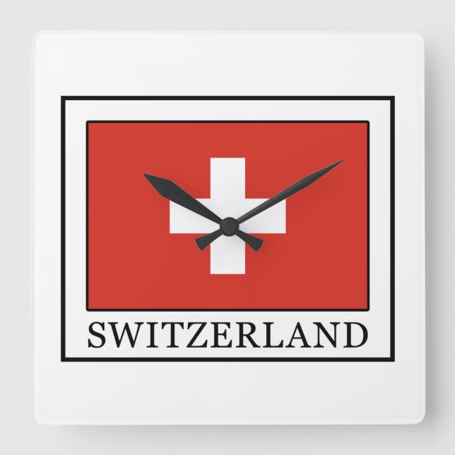 Schweiz Quadratische Wanduhr (Vorderseite)