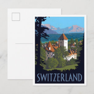Schweiz Reisen im Vintage-Stil  Postkarte