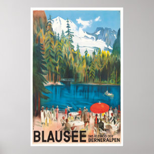 Schweiz Reiseplakat Naturpark Blausee Kunst Poster