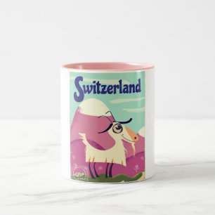 Schweiz Reiseposter im Vintage-Stil Zweifarbige Tasse
