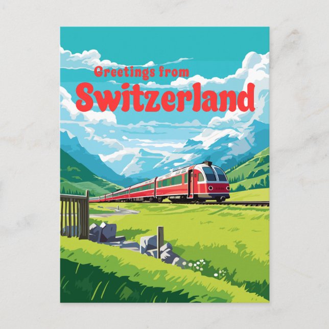 Schweiz Retro Bergbahn Postkarte (Vorderseite)