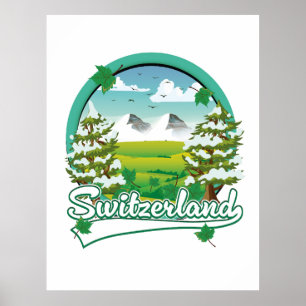 Schweiz Retro-Reiselogo Poster