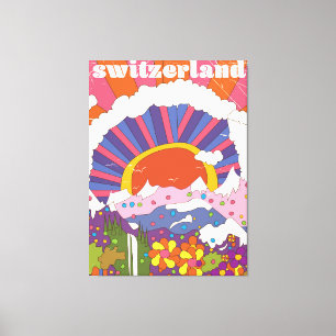 Schweiz Retro-Reiseposter Leinwanddruck