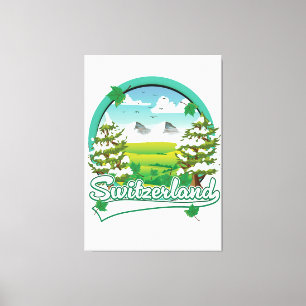Schweiz Retrologo Leinwanddruck