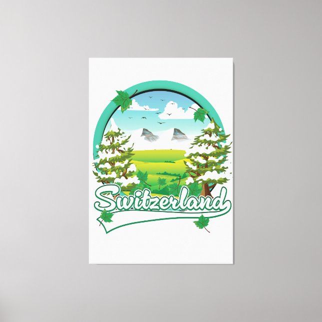 Schweiz Retrologo Leinwanddruck (Vorderseite)