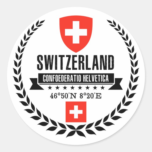 Schweiz Runder Aufkleber (Vorderseite)