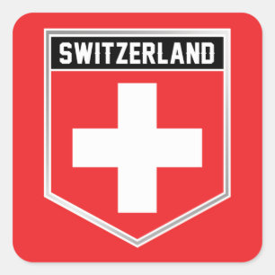 Schweiz-Schild Quadratischer Aufkleber