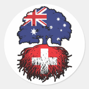 Schweiz Schweiz Australien Tree Roots Runder Aufkleber