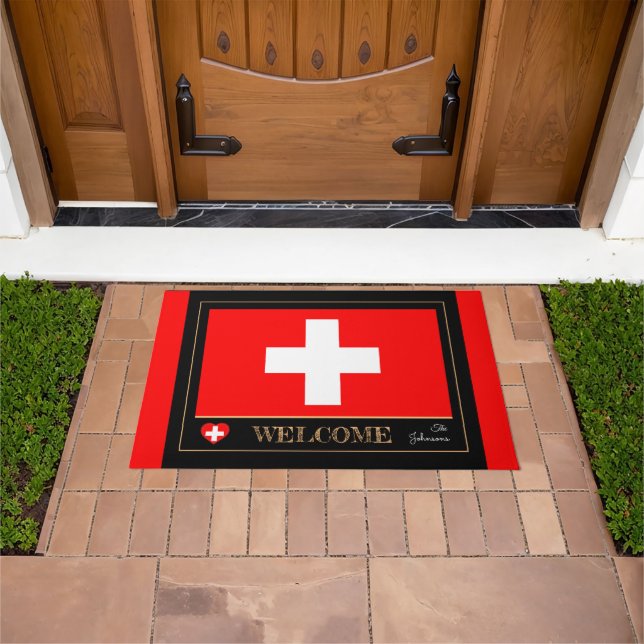 Schweiz & Schweiz Flag Haus Matten/Sport Willkomme Fußmatte (Außenbereich)