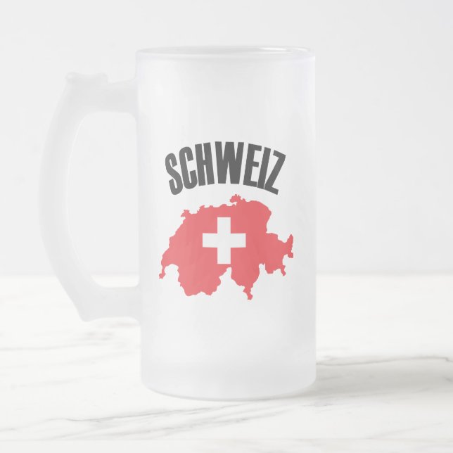 Schweiz Schweiz Karte Flag Mattglas Bierglas (Links)