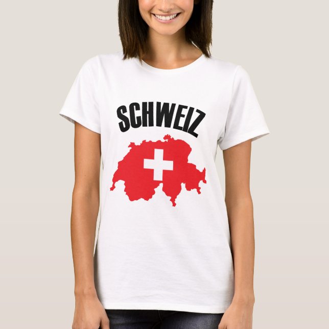 Schweiz Schweiz Karte Flag T-Shirt (Vorderseite)