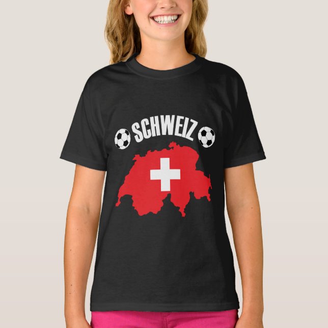 Schweiz Schweiz Map Soccer T-Shirt (Vorderseite)