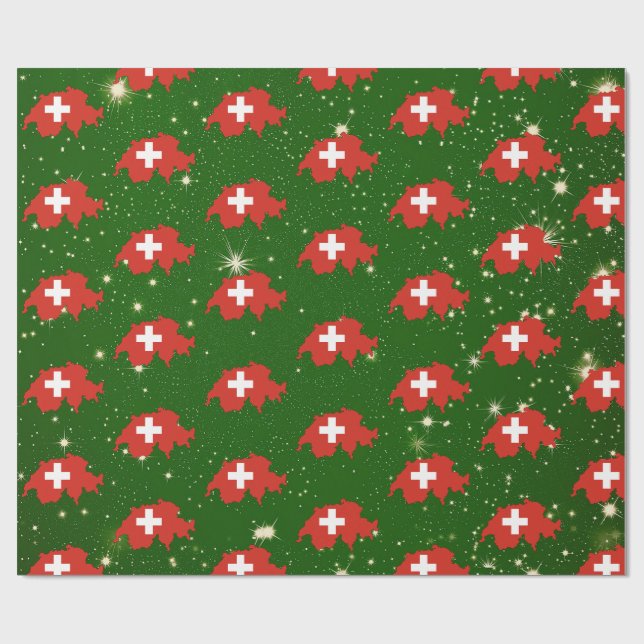 Schweiz Schweiz Schweizer Flagge Weihnachtsfeierta Geschenkpapier (Flach)