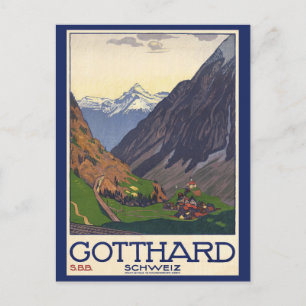 Schweiz Schweizer Alpen Vintage Reise Postkarte