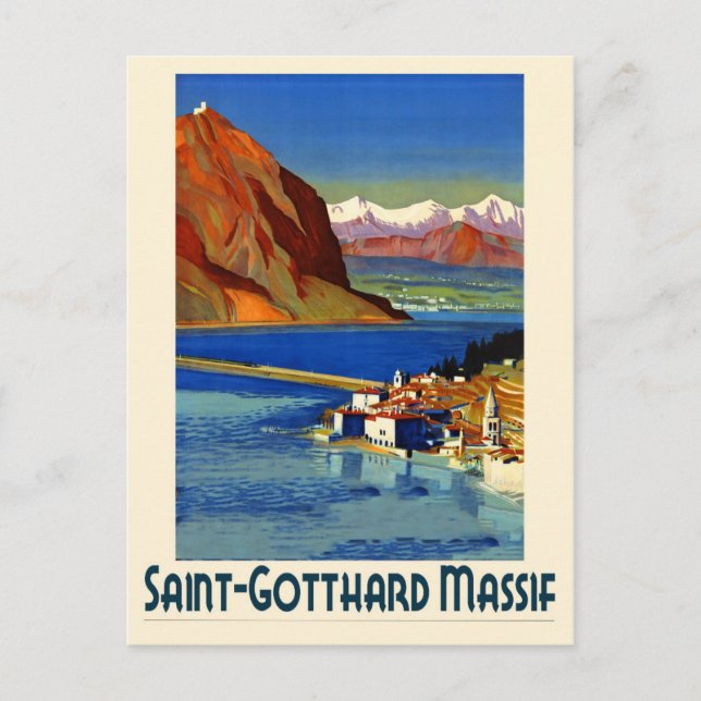 Schweiz Schweizer Alpen Vintage Reiseplakat Postkarte (Vorderseite)