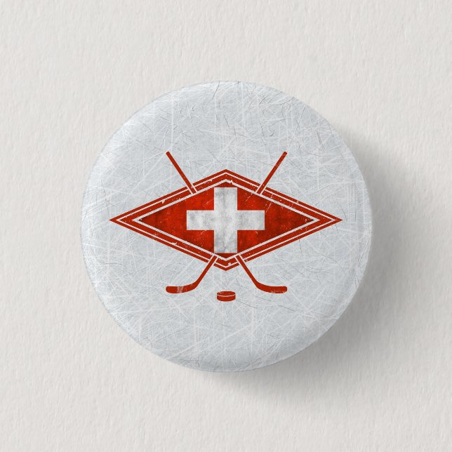 Schweiz Schweizer Eishockey Abzeichen Hockey Butto Button (Vorderseite)
