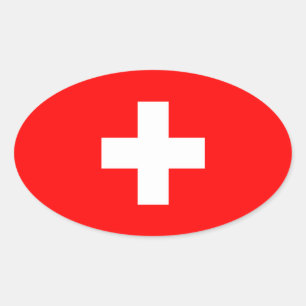 Schweiz - Schweizer Flagge Ovaler Aufkleber