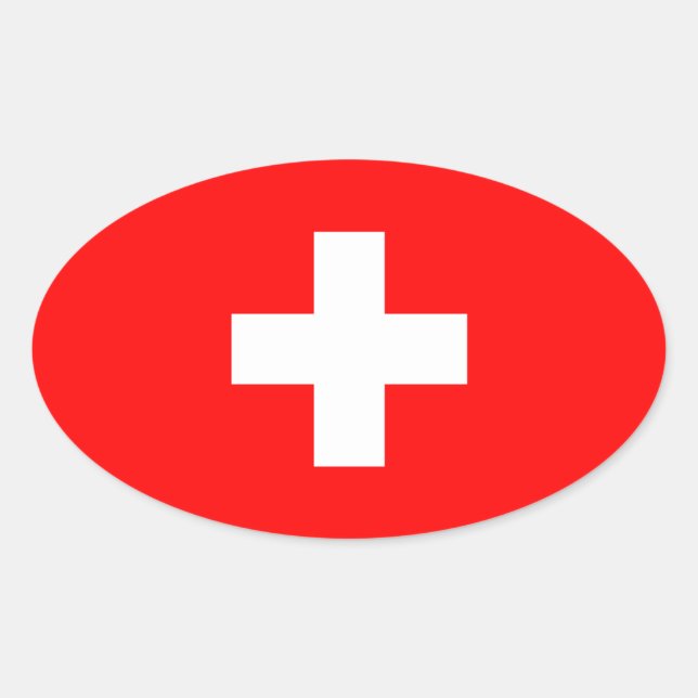 Schweiz - Schweizer Flagge Ovaler Aufkleber (Vorderseite)