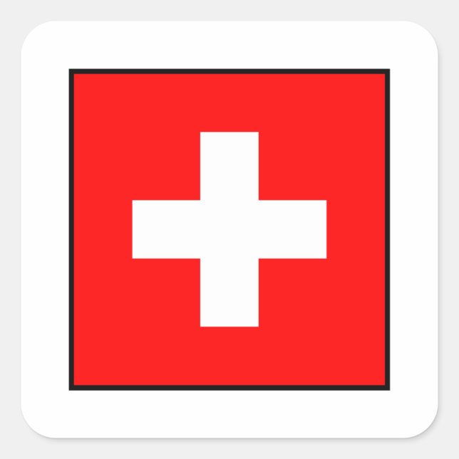 Schweiz - Schweizer Flagge Quadratischer Aufkleber (Vorderseite)