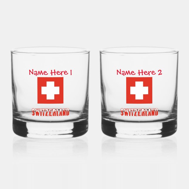 Schweiz Schweizer Flagge Rote Personalisierung Whiskyglas (Vorderseite)