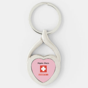 Schweiz Schweizer Flagge Schwarz Personalisierung Schlüsselanhänger