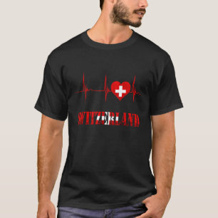 Schweiz Schweizer Flaggen Herzschlag EKG Puls S T-Shirt