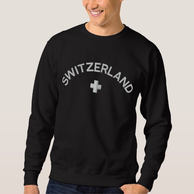 Schweiz - Schweizer Flaggenkreuz Besticktes Sweatshirt (Vorderseite)