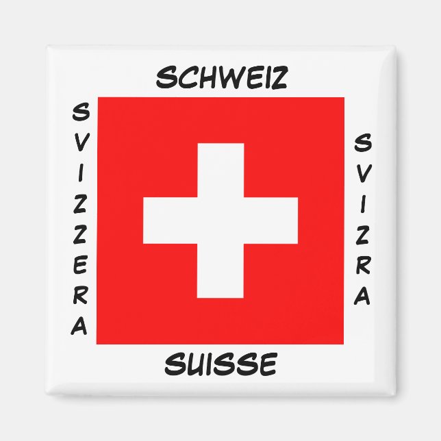 Schweiz Schweizer Sprachen Flaggenplatz Magnet (Vorne)