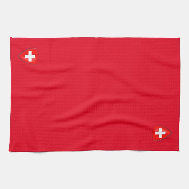 Schweiz Schweizer Wappen rot Geschirrtuch (Horizontal)