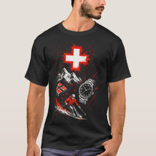 Schweiz Skifahren Berge Abenteuer Alpen T-Shirt