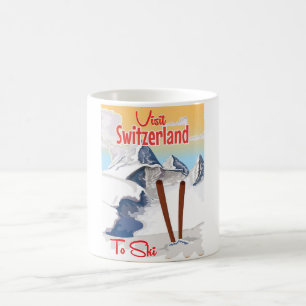 Schweiz Skifahrplakat Kaffeetasse